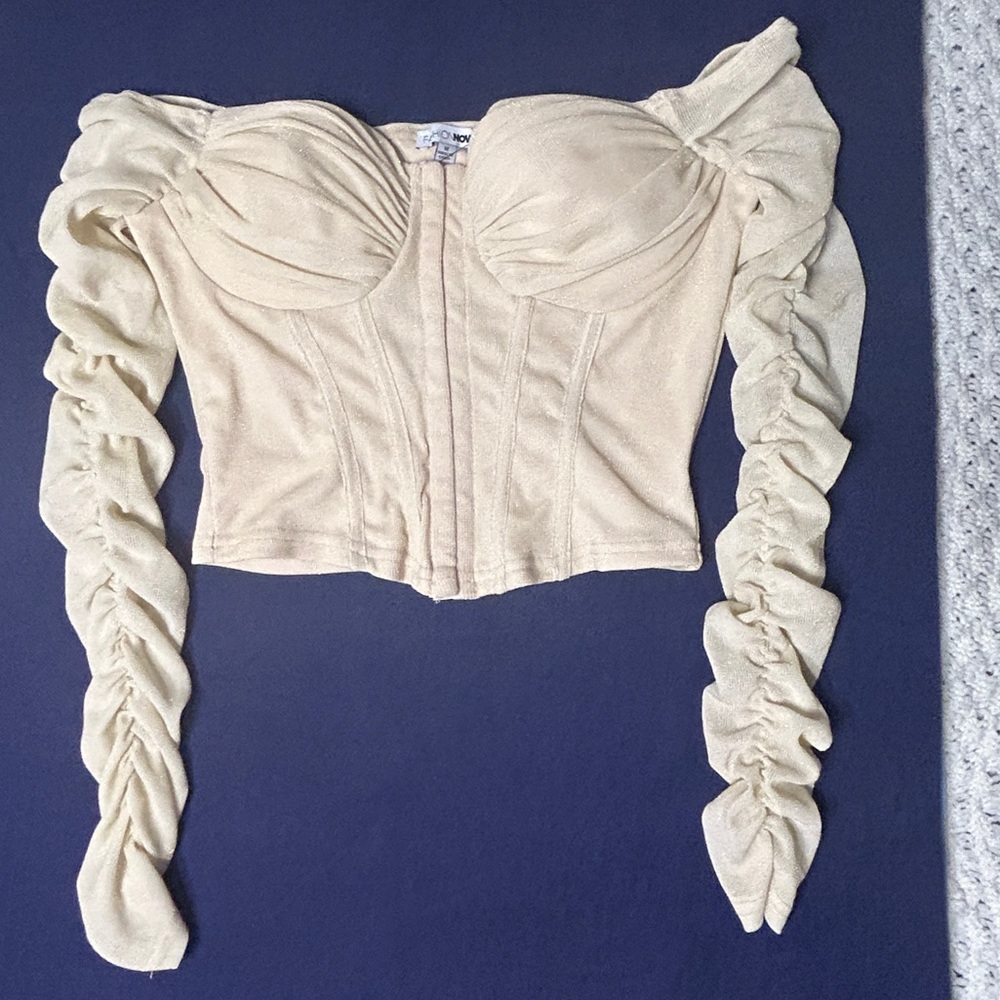 Fashion Nova Hooked On That Sparkle Top- Cream